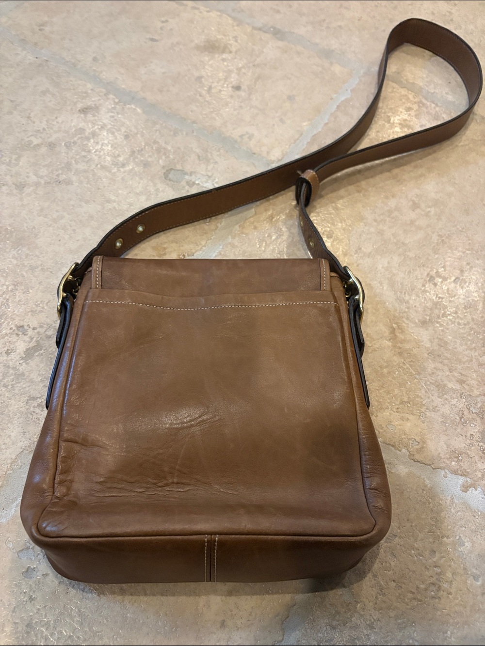 Coach Tan Leather Crossbody Bag with Gold Hardware - Picture 3 of 5